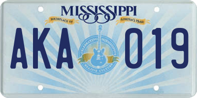 MS license plate AKA019
