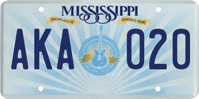 MS license plate AKA020