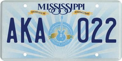 MS license plate AKA022