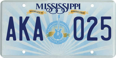 MS license plate AKA025