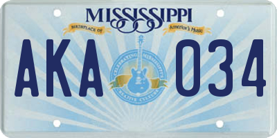 MS license plate AKA034