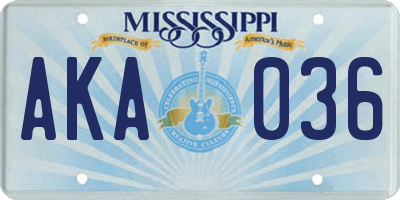 MS license plate AKA036