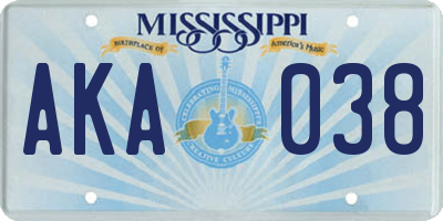 MS license plate AKA038