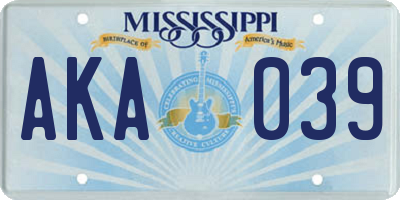 MS license plate AKA039