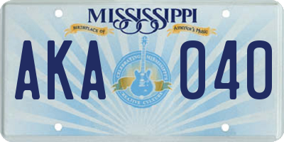 MS license plate AKA040