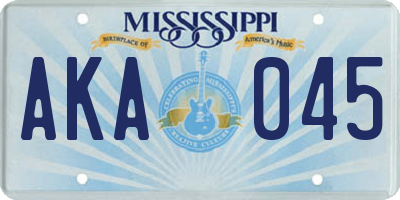 MS license plate AKA045