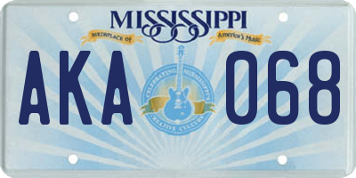 MS license plate AKA068
