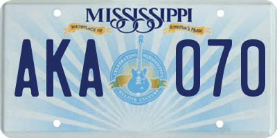 MS license plate AKA070
