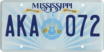 MS license plate AKA072