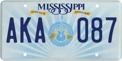 MS license plate AKA087