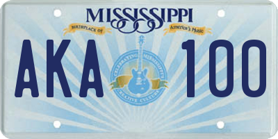 MS license plate AKA100