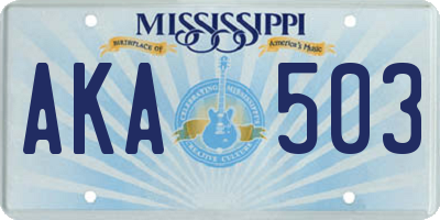 MS license plate AKA503