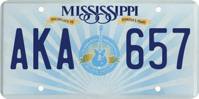 MS license plate AKA657