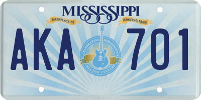 MS license plate AKA701