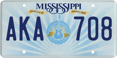 MS license plate AKA708