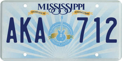 MS license plate AKA712