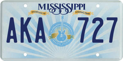 MS license plate AKA727
