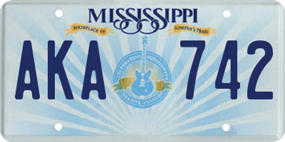 MS license plate AKA742