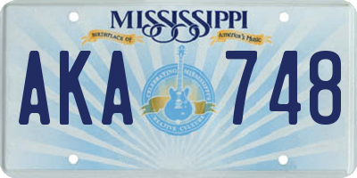 MS license plate AKA748
