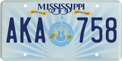 MS license plate AKA758