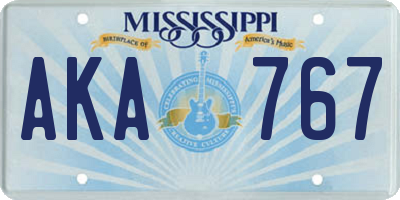 MS license plate AKA767