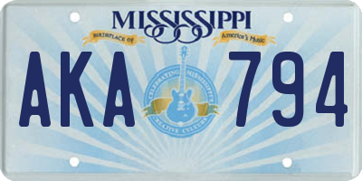 MS license plate AKA794