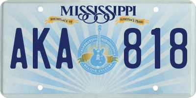 MS license plate AKA818