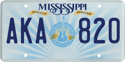 MS license plate AKA820