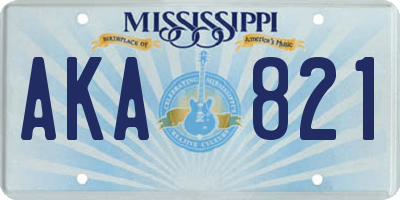 MS license plate AKA821
