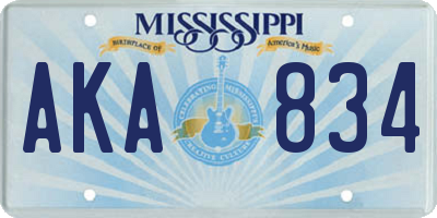 MS license plate AKA834