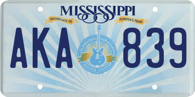 MS license plate AKA839