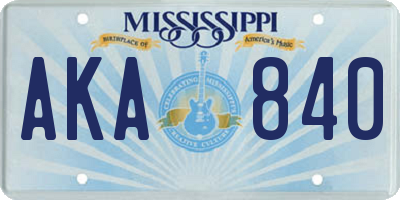 MS license plate AKA840