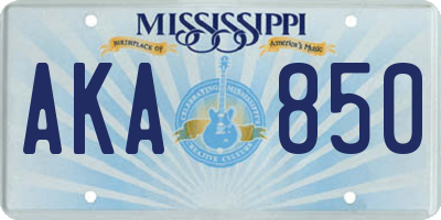 MS license plate AKA850
