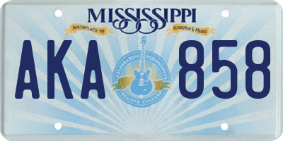 MS license plate AKA858