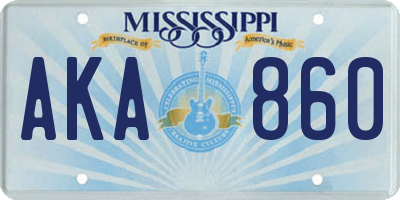 MS license plate AKA860