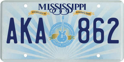 MS license plate AKA862
