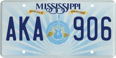 MS license plate AKA906