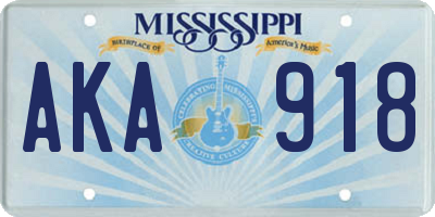 MS license plate AKA918