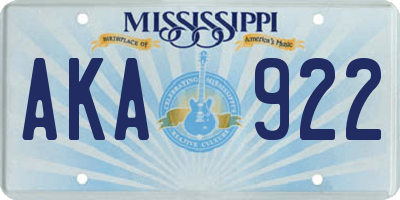 MS license plate AKA922