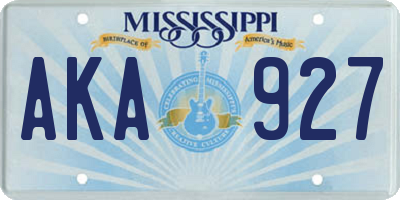 MS license plate AKA927