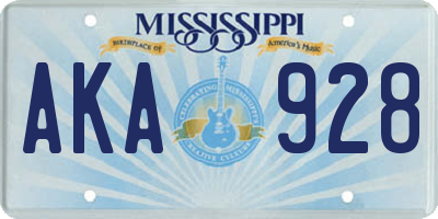 MS license plate AKA928