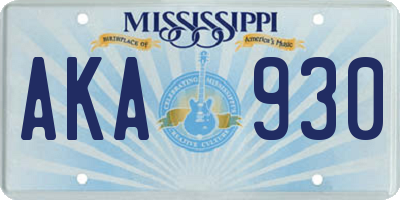 MS license plate AKA930