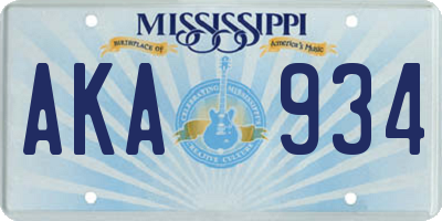 MS license plate AKA934