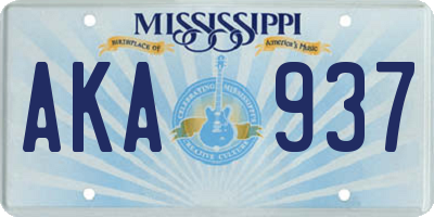 MS license plate AKA937
