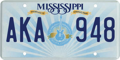 MS license plate AKA948