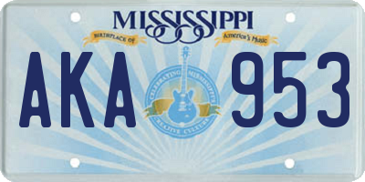MS license plate AKA953