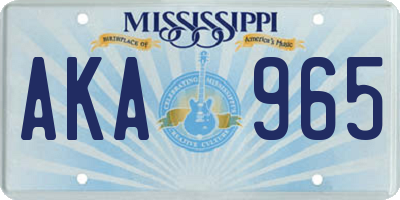 MS license plate AKA965