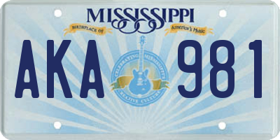 MS license plate AKA981