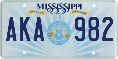MS license plate AKA982