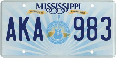 MS license plate AKA983